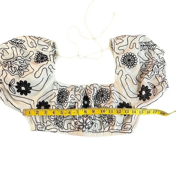 Free People Lotus embroidered White Floral  Off-Shoulder Top,Large - Picture 5 of 7